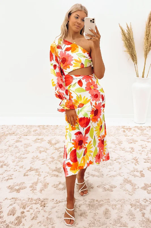 Alaia Midi Dress Multi Fashionable One-Shoulder Midi Dress
