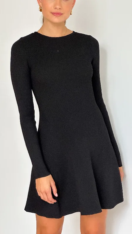 Amity Mini Dress - Black Casual V-Neck Mini Dress