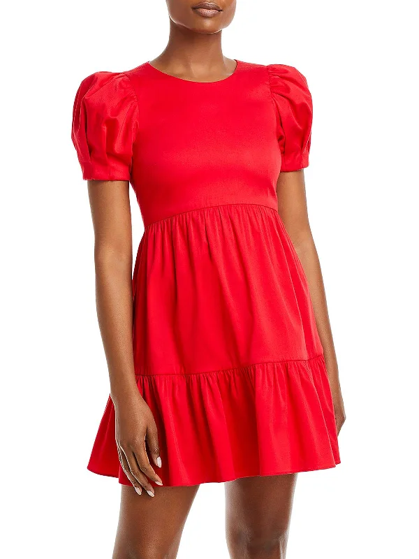 Ann Womens Ruffled Casual Mini Dress Cozy Cotton Mini Dress