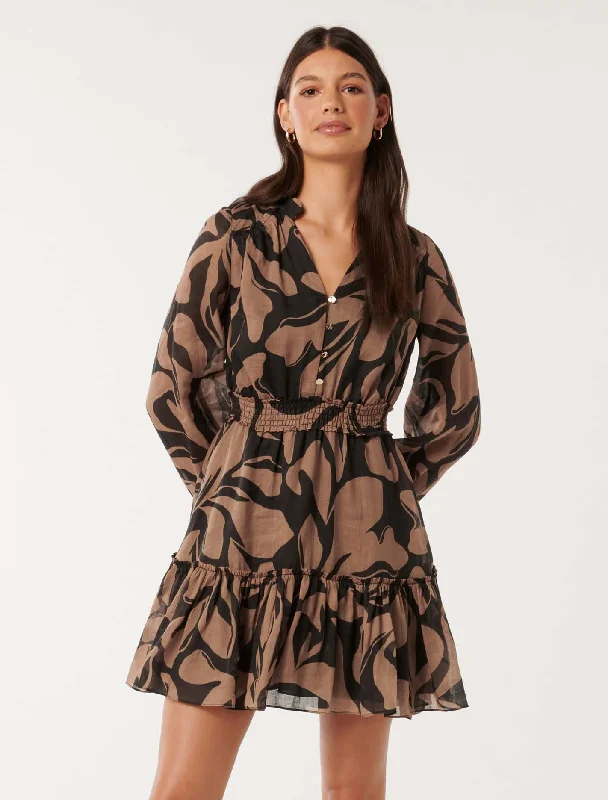 Aubrey Shirred Waist Mini Dress Trendy Tulle Mini Dress