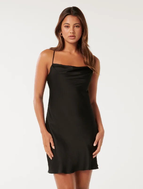 Betty Back Detail Mini Dress Fashionable Pleated Mini Dress