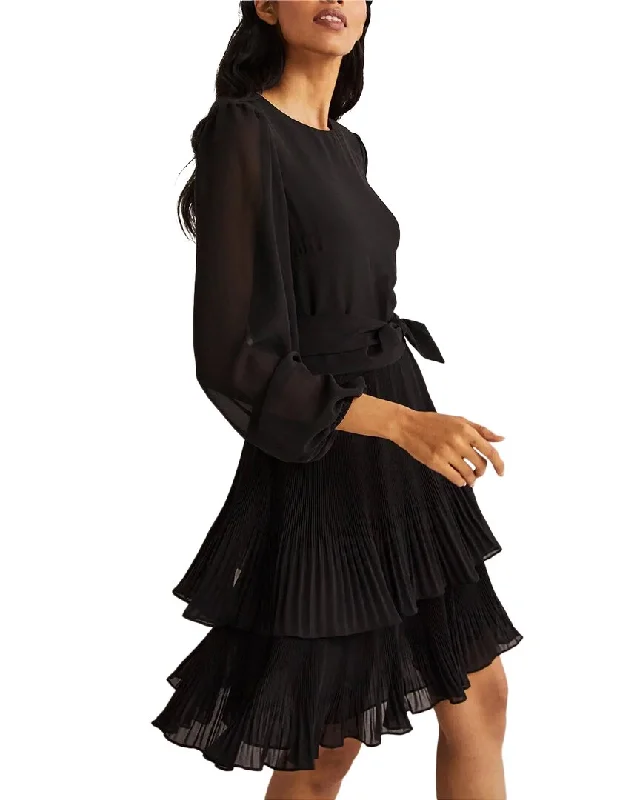 Boden The Plisse Mini Dress Classic Black Mini Dress