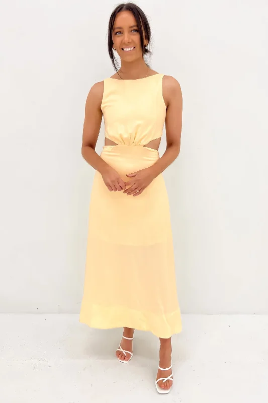 Bowen Midi Dress Lemon Comfortable Denim Midi Dress