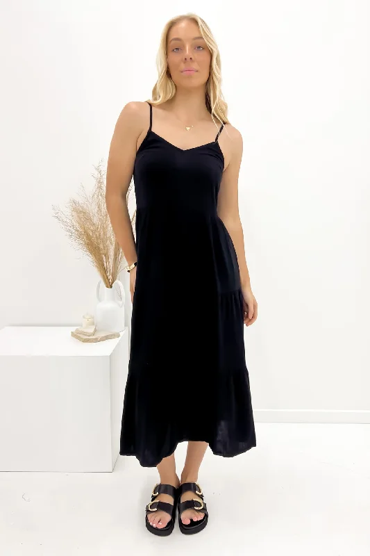 Bridey Midi Dress Black Trendy Long Sleeve Midi Dress