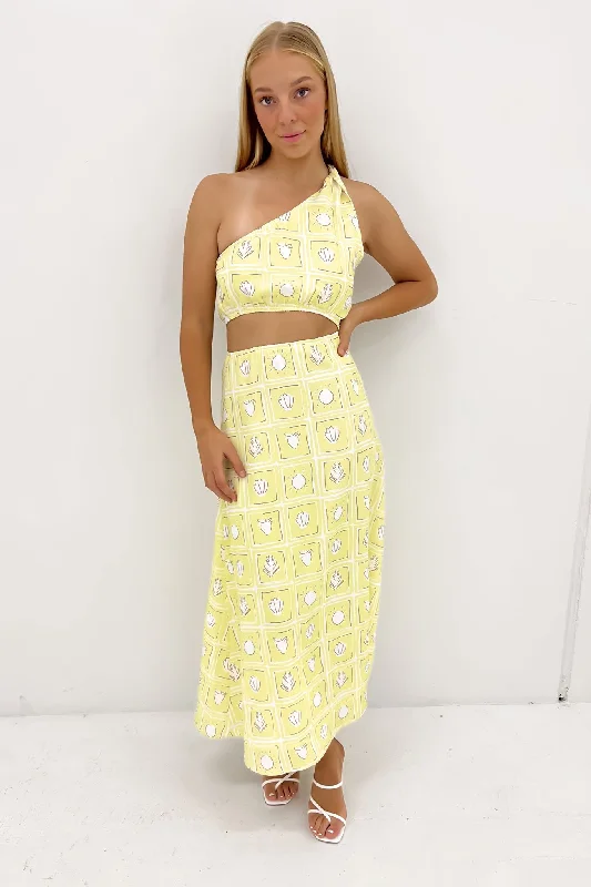 Brooklyn Midi Dress Yellow Seaside Comfortable Button Front Midi Dress