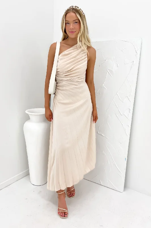 Caralee Midi Dress Champagne Trendy Bodycon Midi Dress