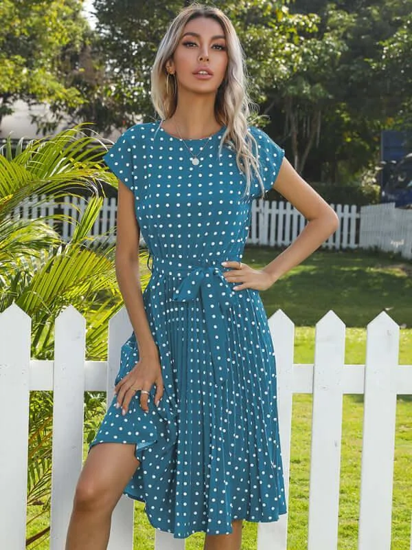 Casual Dotted Midi Dress Fashionable A-Line Midi Dress