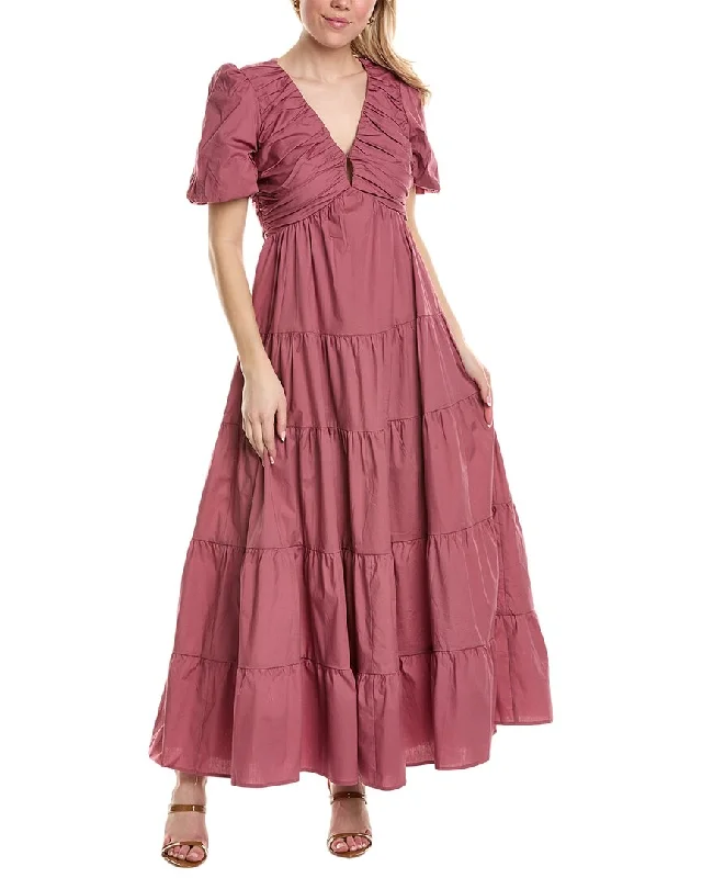 Charles Henry Ruched Tiered Mini Dress Classic Casual Mini Dress