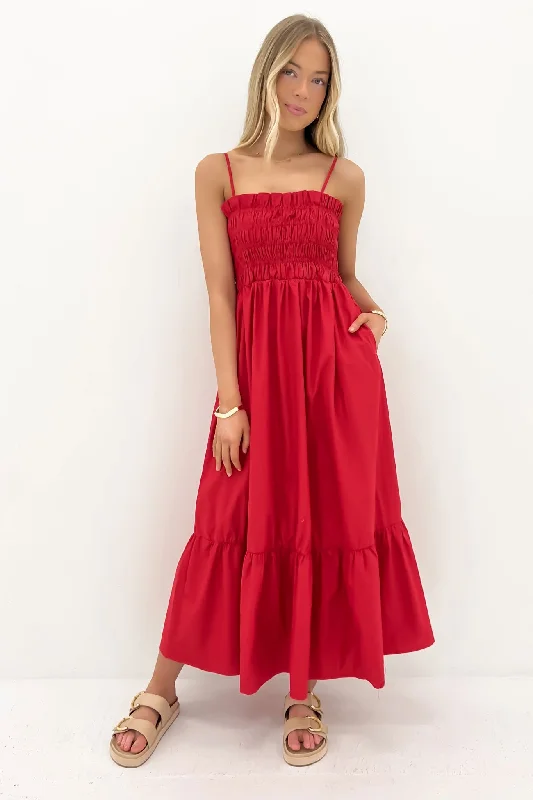 Colette Midi Dress Red Comfortable Knitwear Midi Dress