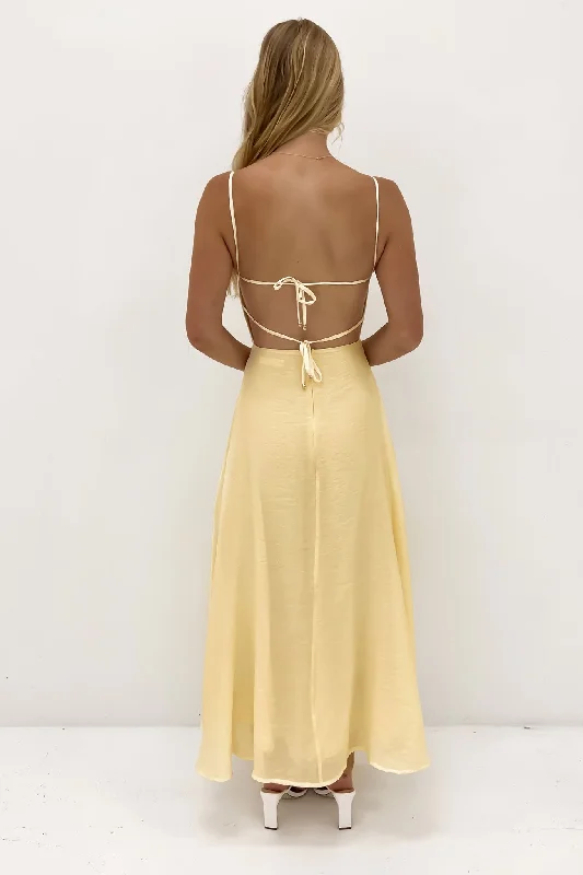 Colt Midi Dress Yellow Stylish Halter Neck Midi Dress