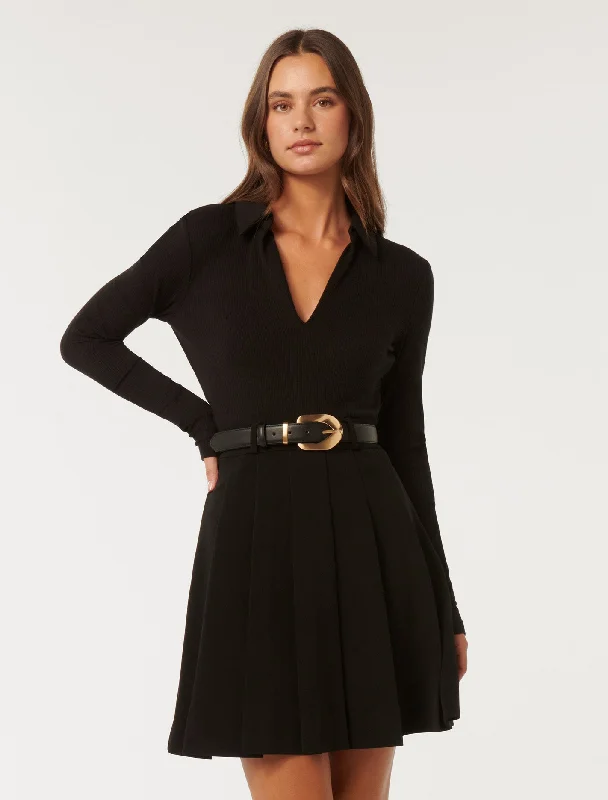 Eliana Pleated Skirt Mini Dress Chic Sleeveless Mini Dress