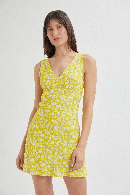 Eliza Yellow Mini Valerie Floral Mini Dress Elegant Velvet Mini Dress