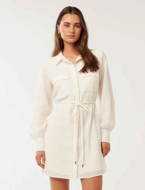 Eloise Textured Shirt Mini Dress Trendy Camisole Mini Dress