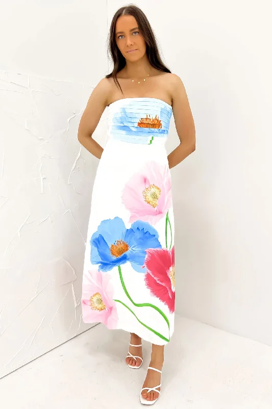 Evonne Midi Dress Flowers Elegant V-Neck Midi Dress