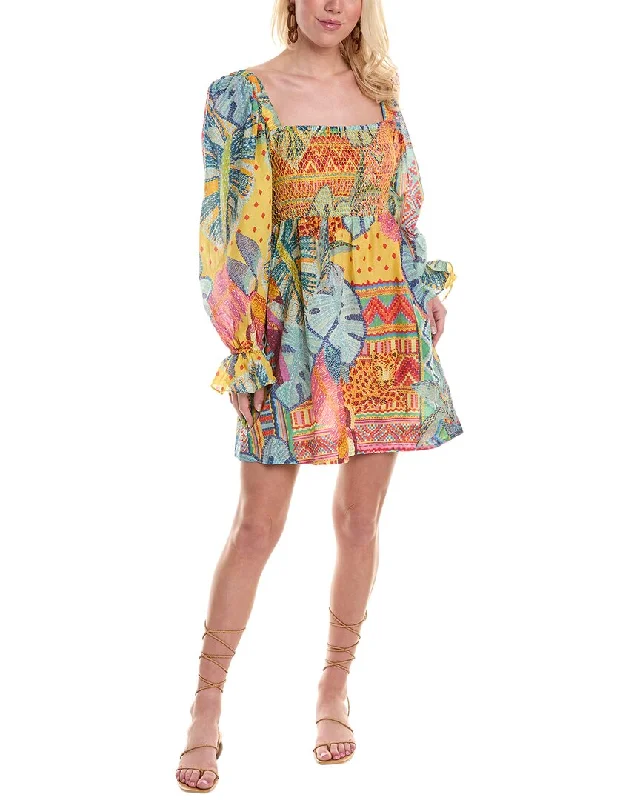 FARM Rio Summer Tapestry Mini Dress Fashionable Lace Mini Dress