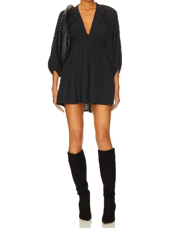 For The Moment Mini Dress In Black Comfortable Zip-Up Mini Dress