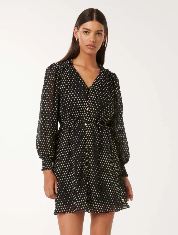 Francesca Frill Detail Mini Dress Fashionable Off-Shoulder Mini Dress