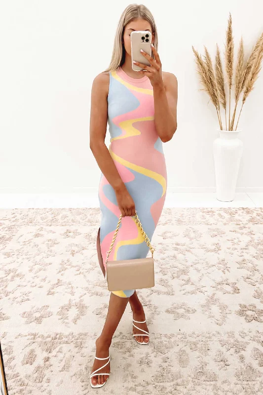 Hartley Midi Dress Pink Multi Chic Floral Print Midi Dress