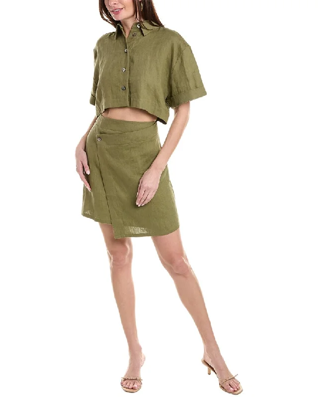 Hevron Melanie Linen Mini Dress Trendy Lace Mini Dress