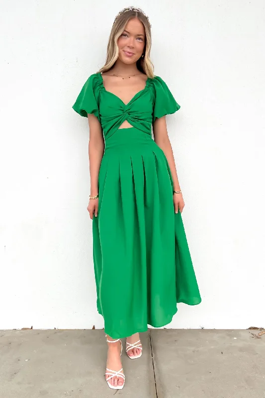 Jarrah Midi Dress Green Comfortable Wrap Midi Dress