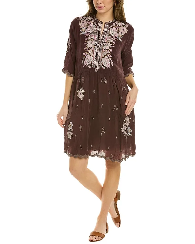 Johnny Was Triana Tunic Mini Dress Casual V-Neck Mini Dress