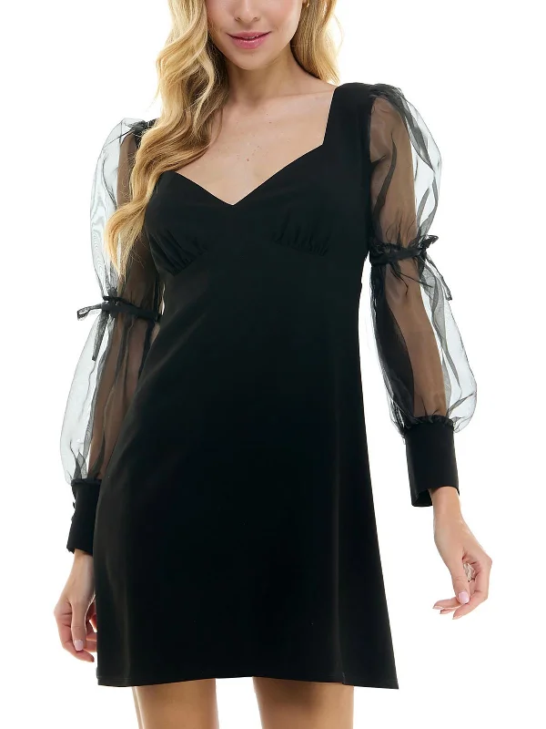 Juniors Womens Mixed Media Polyester Mini Dress Fashionable Summer Mini Dress