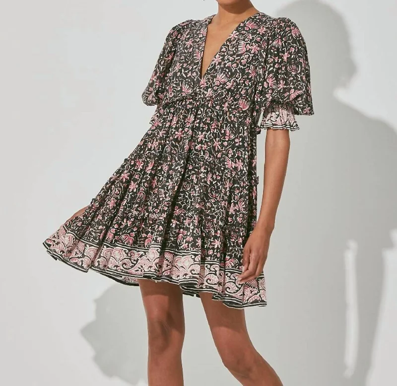 Lauren Mini Dress In Fan Print Casual High-Waist Mini Dress
