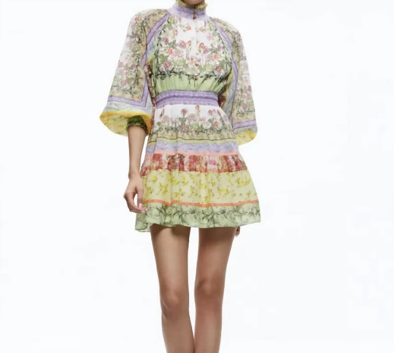 Lavinia Mini Dress In Floral Fest Elegant Velvet Mini Dress