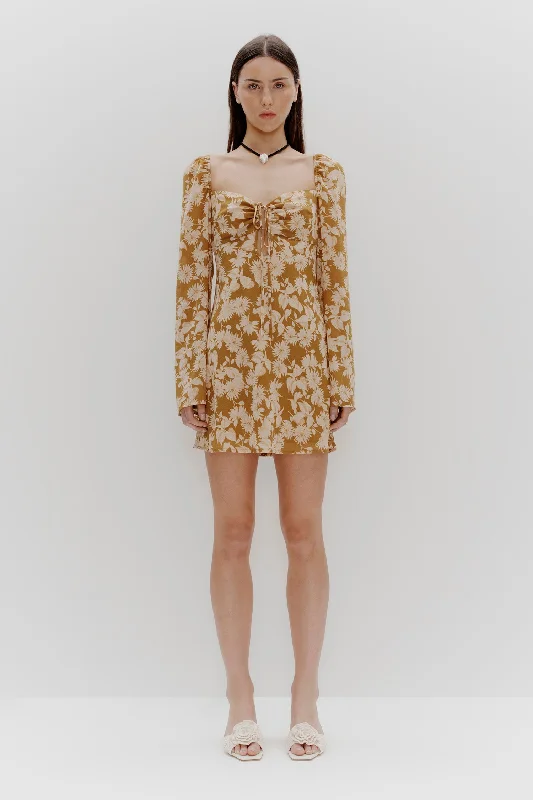 Leona Golden Daisy LS Mini Dress Cozy A-Line Mini Dress