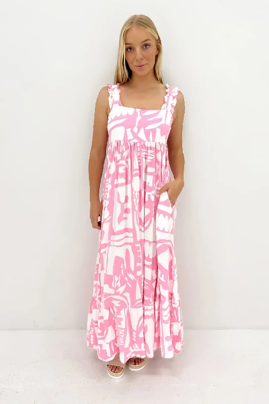 Levi Midi Dress Pink Vienna Elegant Floral Midi Dress