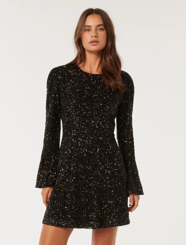 Lizzy Sequin Mini Dress Trendy Cut-Out Mini Dress