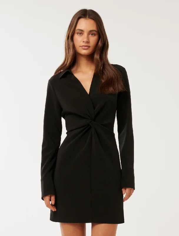 Madison Twist Shirt Mini Dress Fashionable Lace Mini Dress