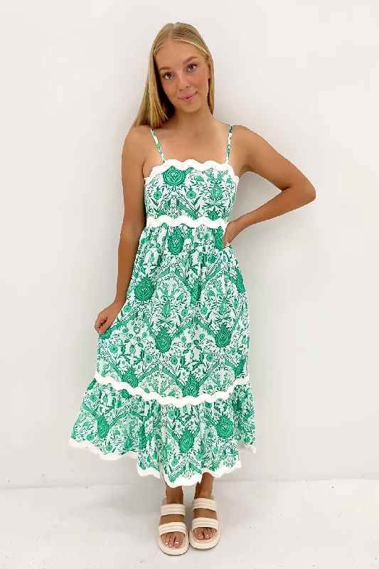 Mckenzie Midi Dress Garden Party Cozy Wide Strap Midi Dress