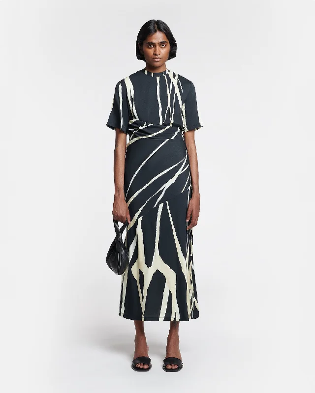 Brantley - Printed Georgette Midi Dress - Light Fringe Elegant Floral Skirt Midi Dress Brantley - Printed Georgette Midi Dress - Light Fringe Elegant Floral Skirt Midi Dress