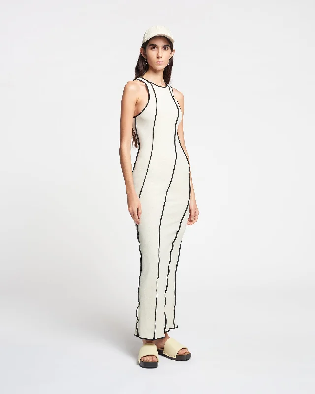 Wanda - Patchwork Mesh-Jersey Midi Dress - White wax/Black Fashionable Shift Midi Dress Wanda - Patchwork Mesh-Jersey Midi Dress - White wax/Black Fashionable Shift Midi Dress