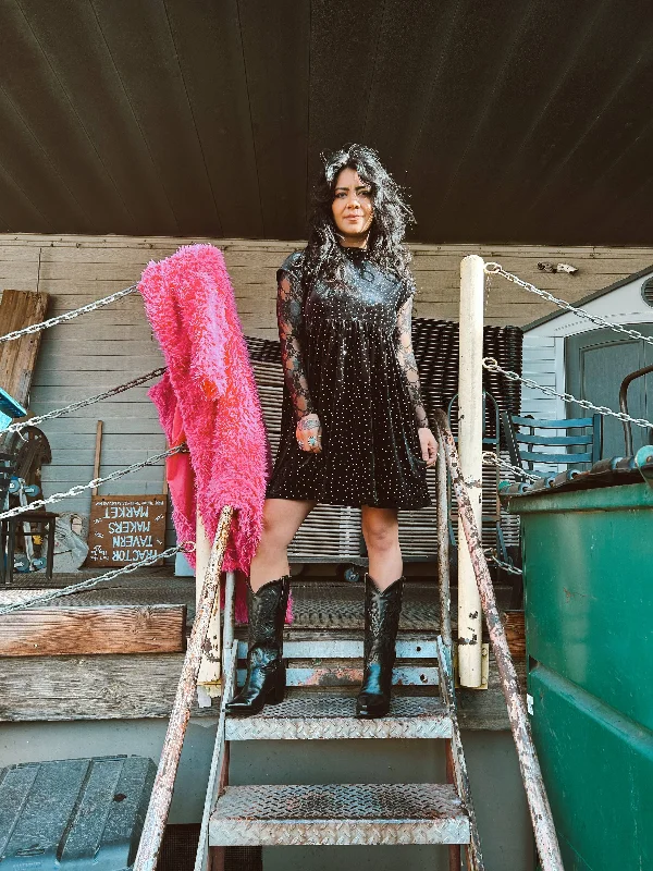 Paint it Black Mini Dress Casual Mini Dress with Pockets