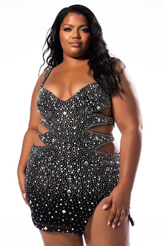 PLUS BADDIE CUT OUT MESH MINI DRESS Trendy Wraparound Mini Dress
