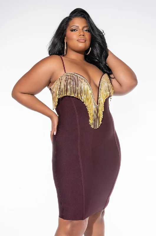 PLUS BIRTHDAY BISH BANDAGE FRINGE FRONT MINI DRESS Fashionable Polka Dot Mini Dress