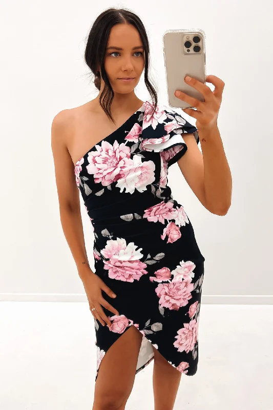 Preeya Midi Dress Navy Fashionable Polka Dot Midi Dress