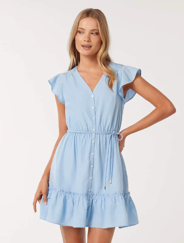 Rahnee Frill Hem Mini Dress Comfortable Shift Mini Dress