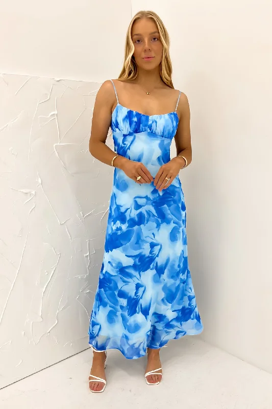 Randall Midi Dress Blue Chic Off-Shoulder Midi Dress