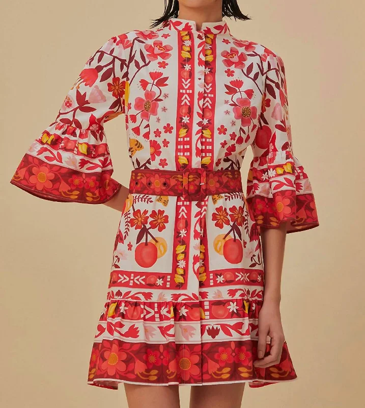 Romantic Orchard Mini Dress In Off-White Classic Casual Mini Dress