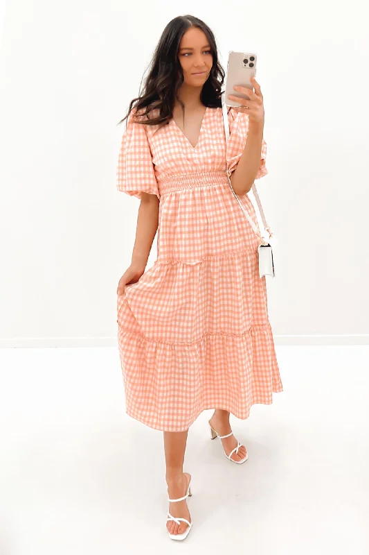 Rosemary Midi Dress Peach Cozy Wide Strap Midi Dress