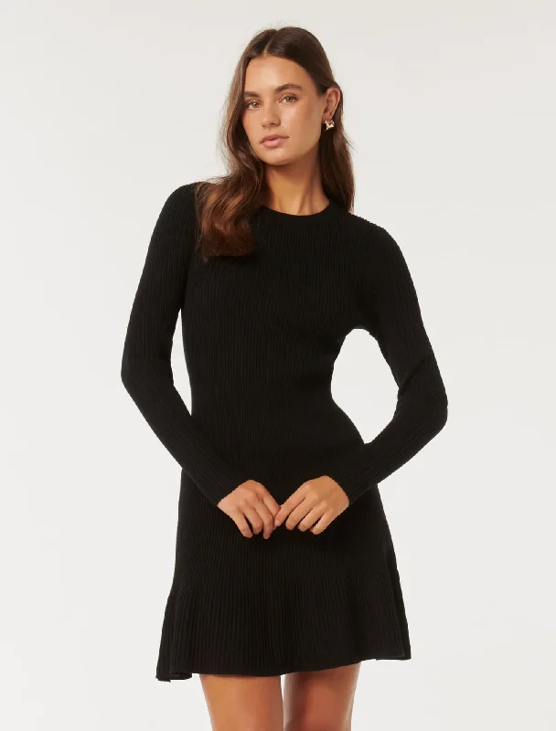 Tate Multi Rib Mini Dress Chic Pleated Mini Dress