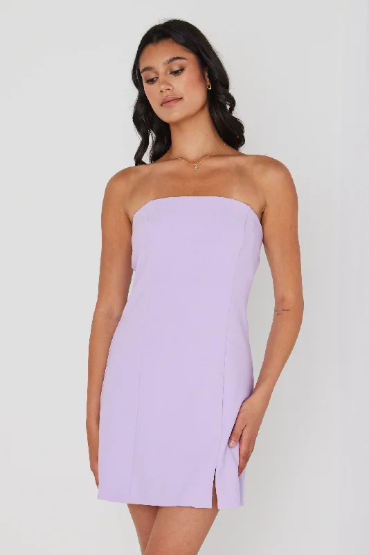 Tijuana Lilac Structured Removeable Strap Mini Dress Chic Tropical Mini Dress
