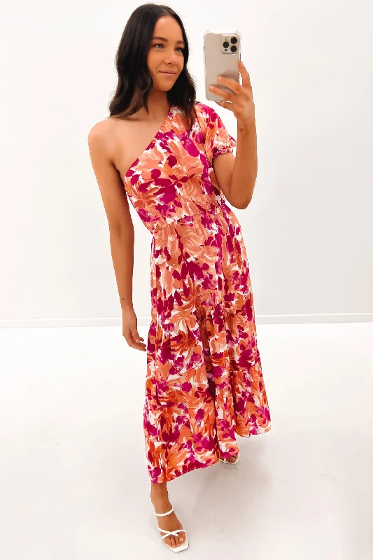Tobi Midi Dress Pink Multi Stylish Pleated Skirt Midi Dress