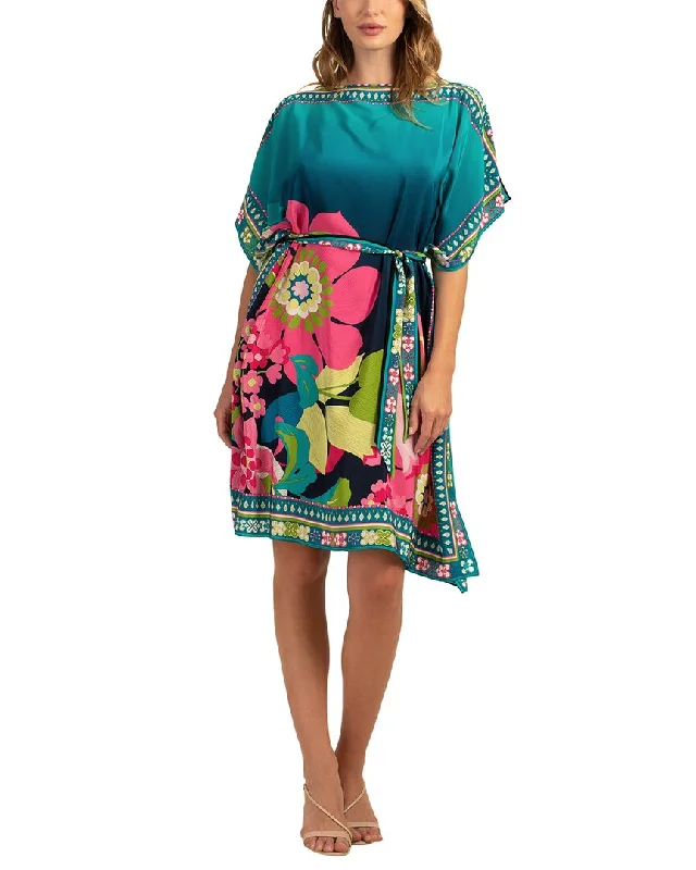 Trina Turk Belted Silk Theordora Mini Dress Cozy Satin Mini Dress