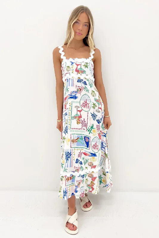 Winston Midi Dress Mermaids & Cocktails Cozy Spaghetti Strap Midi Dress