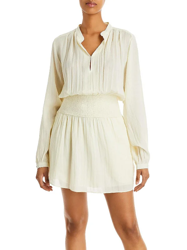 Womens V Neck Above Knee Mini Dress Comfortable Fit-and-Flare Mini Dress
