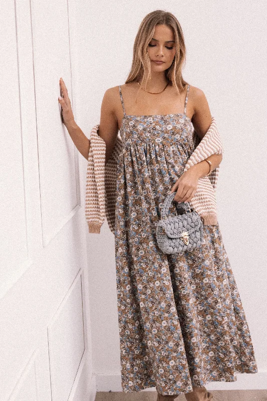 Andy Maxi Dress - Olive Ditsy Floral Classic Strapless Maxi Dress